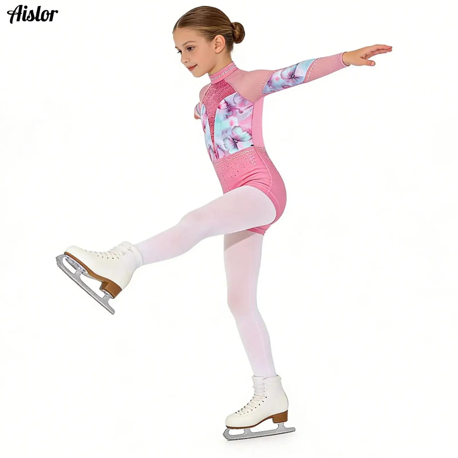 

Sparkly Rhinestones Dance Leotard Kids Girls Rhythmic Gymnastics Jersey Ballet Bodysuit Teens Tumbling Performance Costume