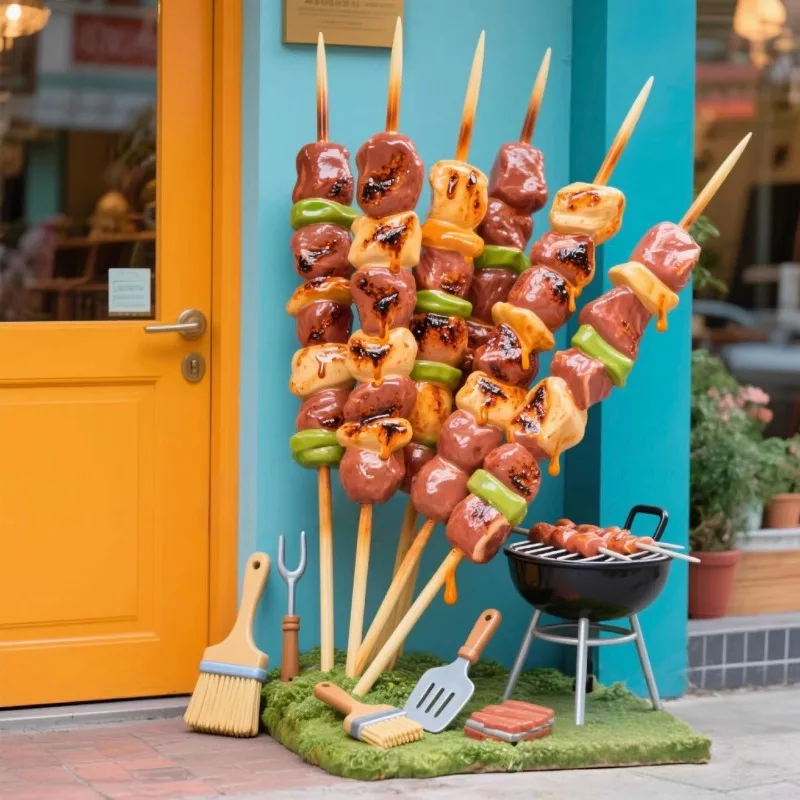 

FRP Sculpture Formulated Korean Barbecue Meat Shop Simulation Steak Three-dimensional Door Decoration