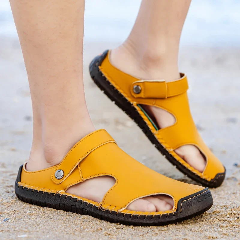 

Мужские сандалии, мужские тапочки, садовые сабо, дышащие шлепанцы из искусственной кожи для мужчин, прогулочная обувь, летние пляжные сандалии, мужские тапочки