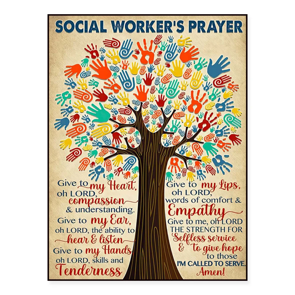 Social Worker Prayer Poster, Mental Health Awareness Vintage Poster, Mental Health Issues Poster, Social Worker Gift