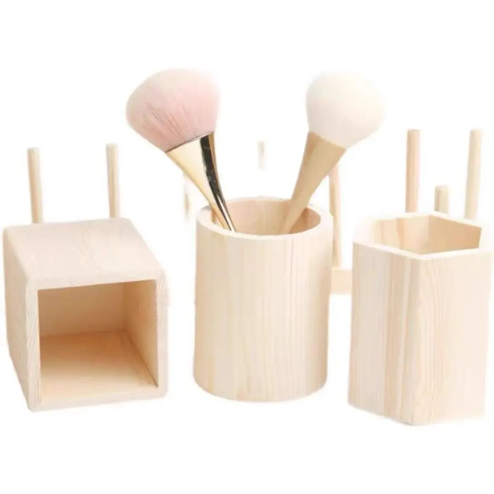 

Desktop Wooden Pen Toothbrush Holder School Office Pen Pencil Storage Box DIY Table Stationery Organizer Pot Home Makeup Brush