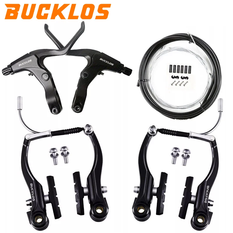 BUCKLOS Fahrrad V-Bremsen Set Rennrad Mountainbike Felgenbremsen Kit Fahrrad V-Bremssattel/Kabel/Hebel Linie ziehen Felgenbremse