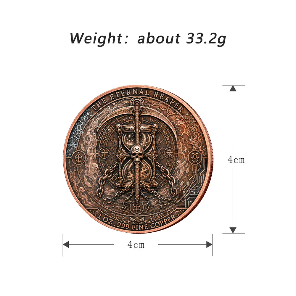 1oz .999 Fine Copper Round Eternal Grim Reaper Dark Fantasy Art Colorized Serrated Edge 6 Designs Option Gothic Collectible Gift