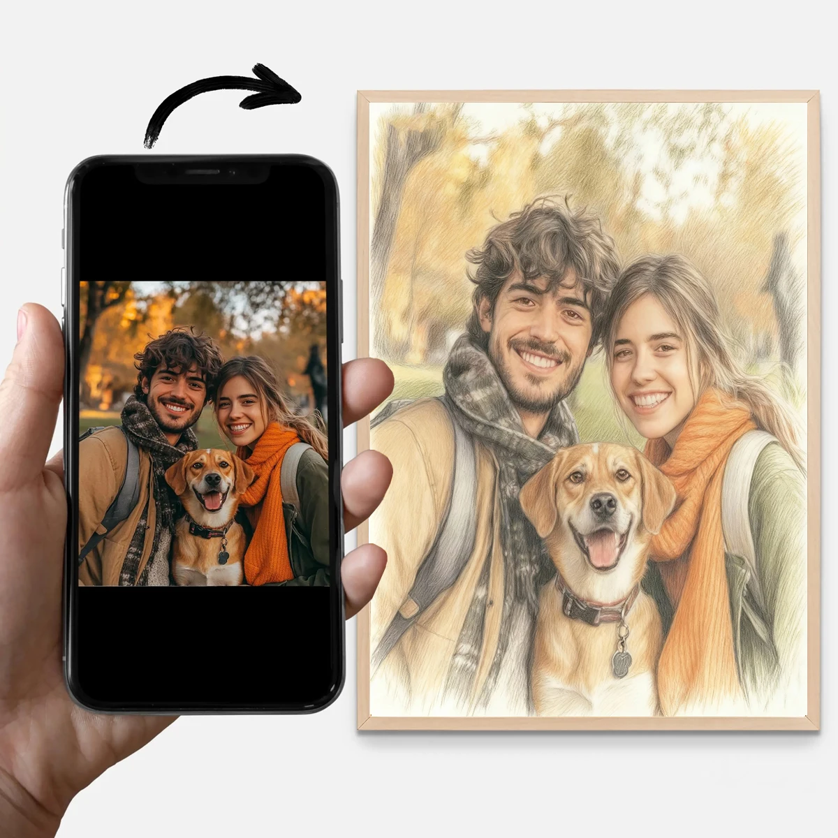 شخصية مخصصة قلم رصاص ملون نمط قماش الطباعة المشارك لصورة الأسرة الحيوانات الأليفة مشهد الزفاف الفن يطبع ديكور المنزل