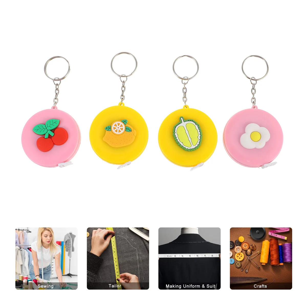 

1Set Set of 4 Mini Tape Measures Portable Multipurpose Retractable Measuring Tape Tools for Clothing Shoe Store Easy Carry