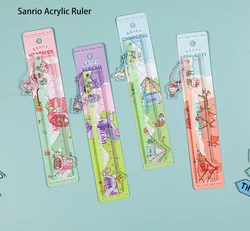 1pc Sanrio Acrylic Straight Ruler 15cm Cute Cartoons Ruler Kuromi Mymelody Hellokitty Drafting Tool School Supplies Stationery