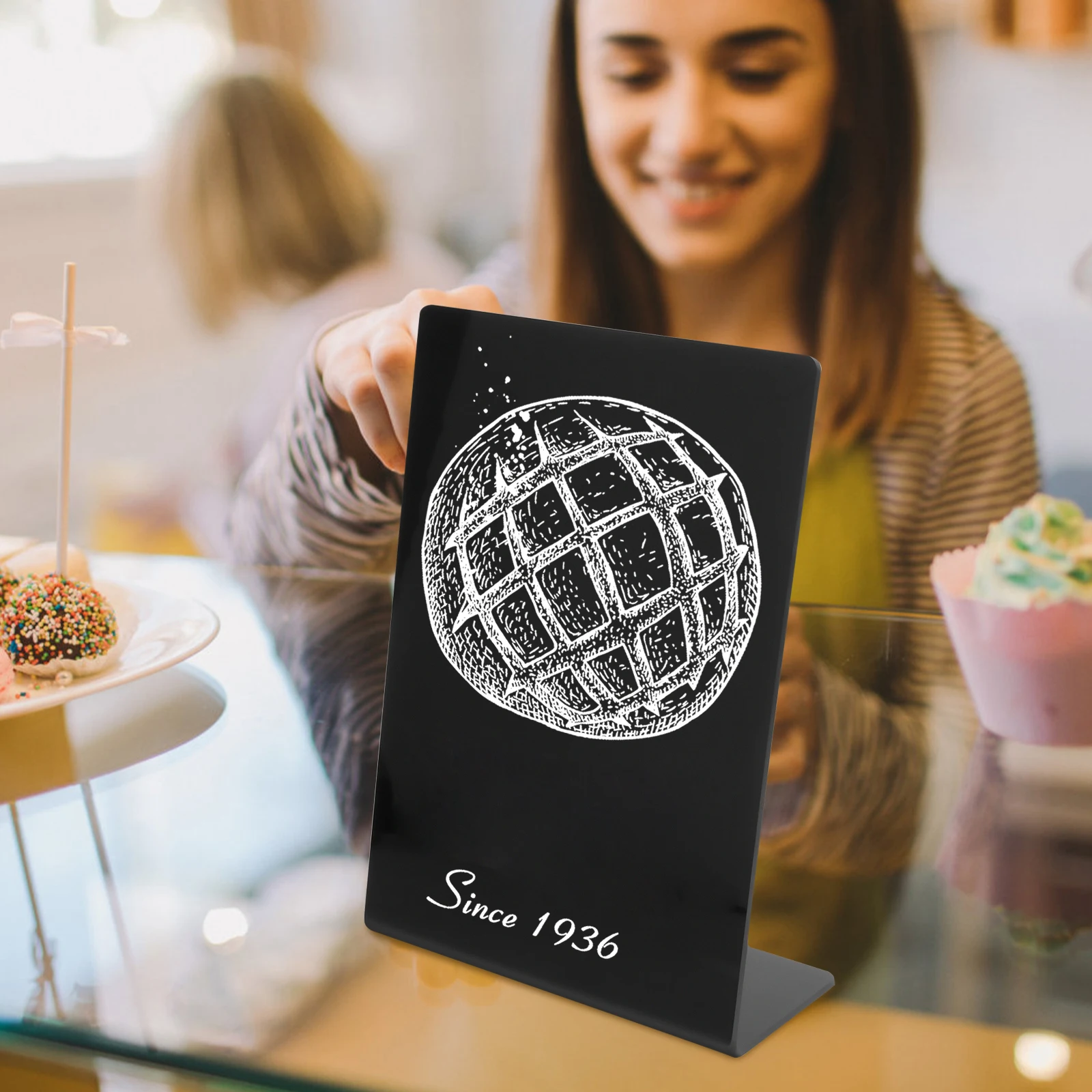 Small Chalkboard Sign Acrylic Desktop Message Board for Shop Cafe Buffet Wedding Party Decoration Menu Table Number Display