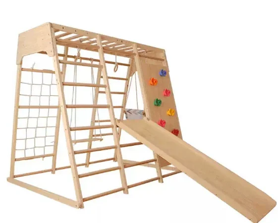 

Climbing frame children's indoor small assembly solid wood swing rings playground shopping mall climbing slide