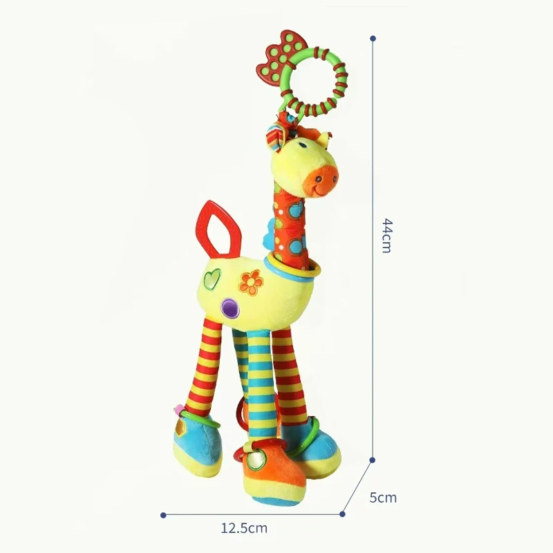 لعبة من القطيفة Chroma-Giraffe للأطفال ، حلقة متعددة الوظائف ، الجرس ، تخفيف القلق ، قلادة عربة أطفال ، رفيق طفل