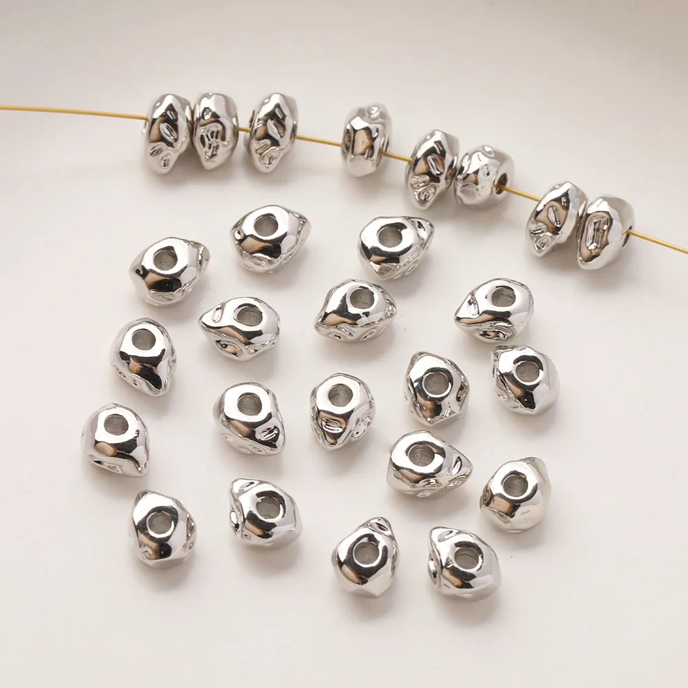 10PCS Dainty Irregular Beads Brass Spacers Bead for Jewelry Making Bracelet Necklace Supplies DIY 14k Gold Plated Accessories view 2