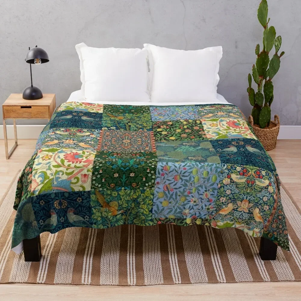 

William Morris Patchwork Throw Blanket Soft Plush Plaid sofa bed Soft Decorative Beds Blankets