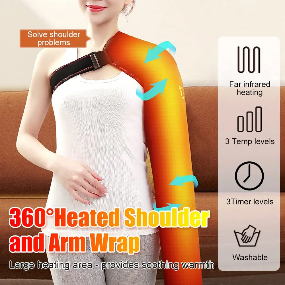 

Heating Massage Long Arm Heating Pad Elbow Supoort Brace Electric Heated Arm Wrap for Shoulder Arm Elbow Wrist Hand Pain Relief