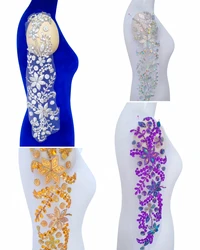 3D Hand made Sew on Rhinestones Crystals Lace Shoulder Arm Ornament Decorations Design For Prom Evening Party Dress Accessories
