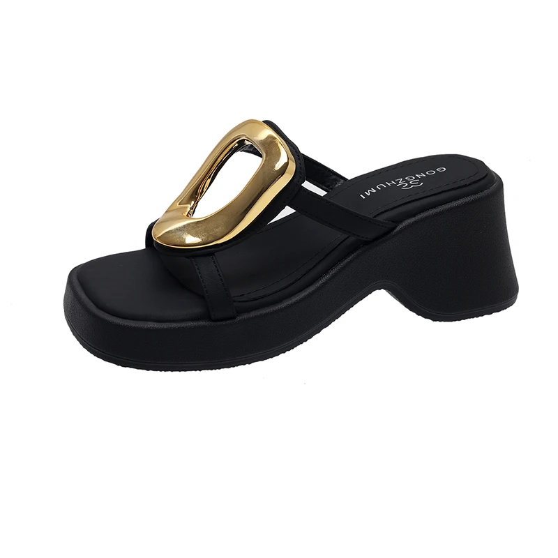 

Сланцы женские на танкетке, низкие сандалии из искусственной кожи, обувь на танкетке, обувь в римском стиле, с резиновой подошвой, 2024