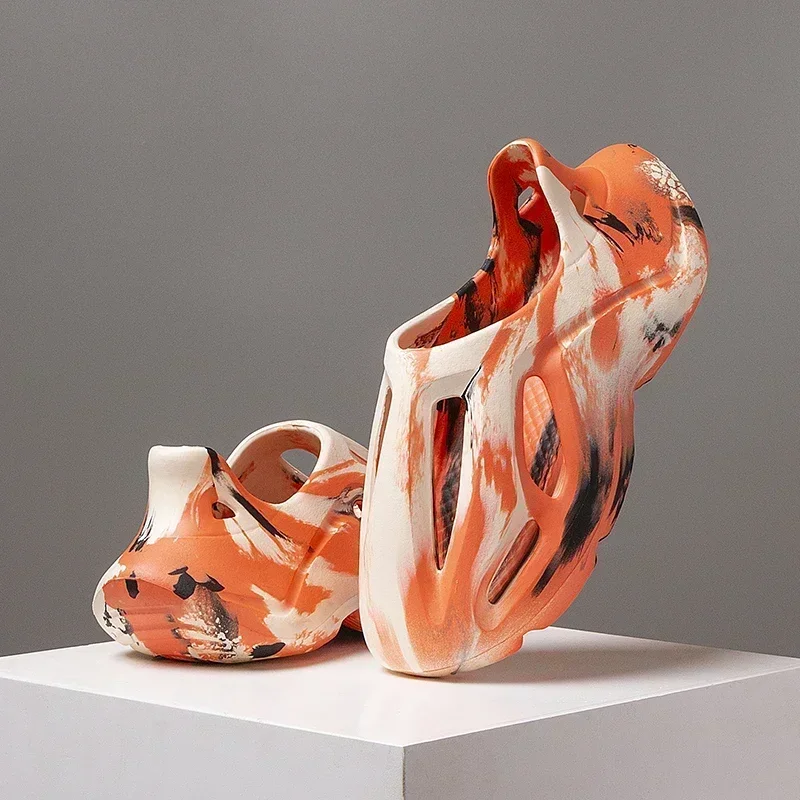 여름 남녀 슬리퍼 카모플라쥬 플랫폼 야외 크록스 신발 비치 샌들 남성용 소프트 EVA 실내 홈 슬라이드 커플 플립플랍