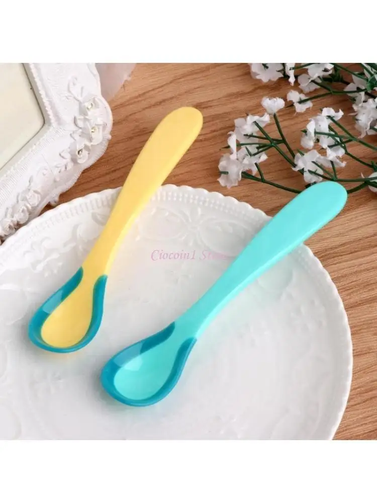 

Y1UB Baby Spoon Temperature Heat Sensing Baby Spoon Safety Infant Newborn Feeding Tool Soft Silicone Baby Care