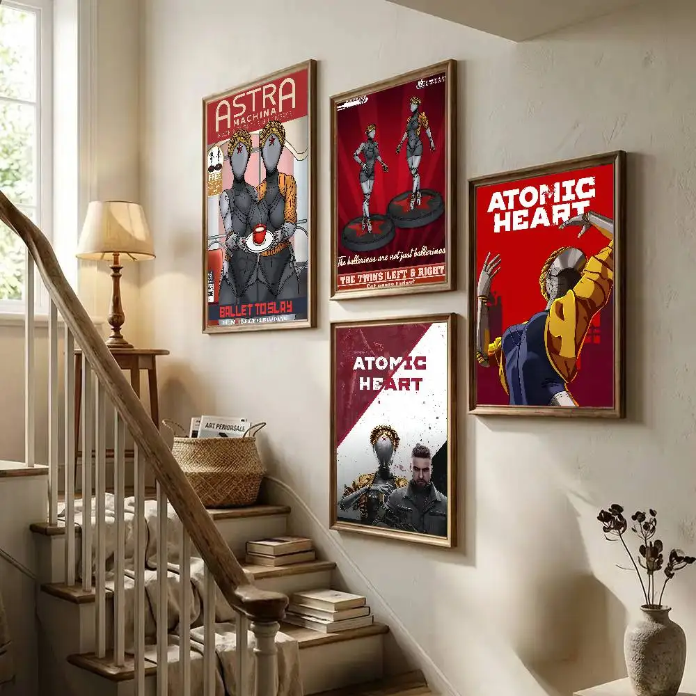 A-Atomic Heart Vintage Poster Art With Prints Home Bedroom Living Room Decoration Gift
