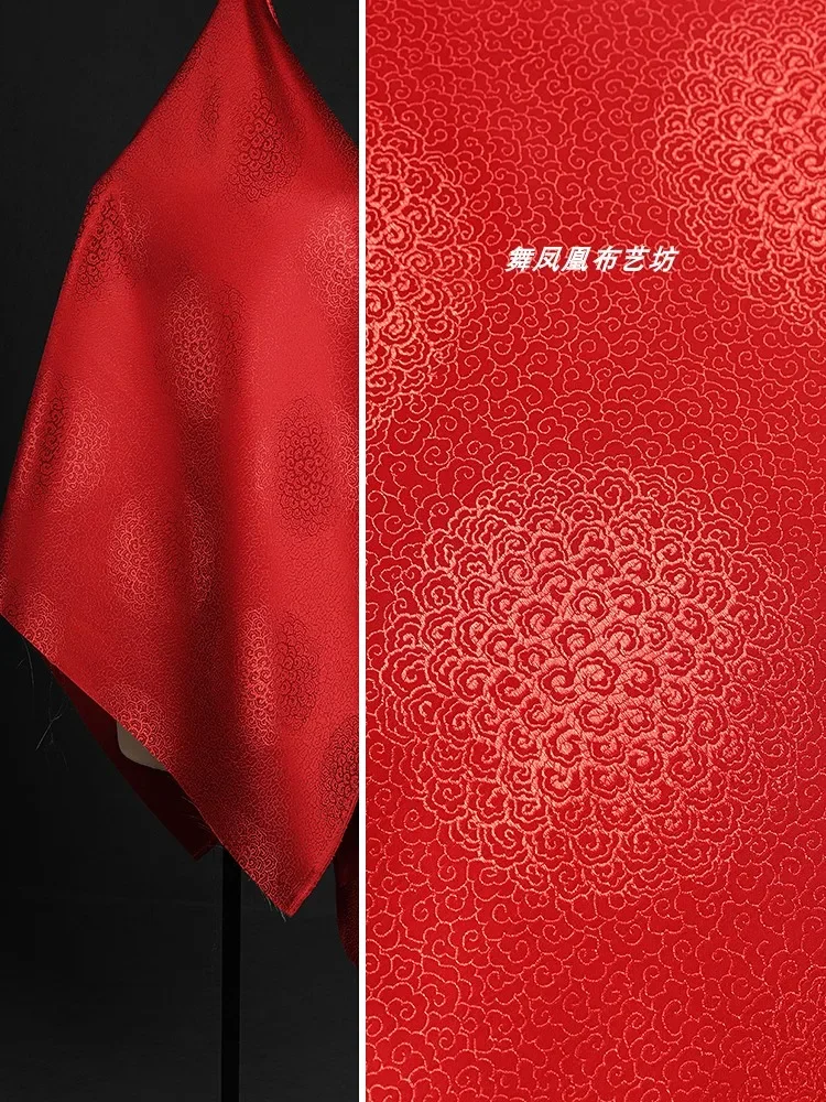 

Парчовая жаккардовая ткань, большое красное платье Hanfu, куртка в китайском стиле, сделай сам, ткань для шитья одежды, ткань для по метрам, материал «сделай сам»