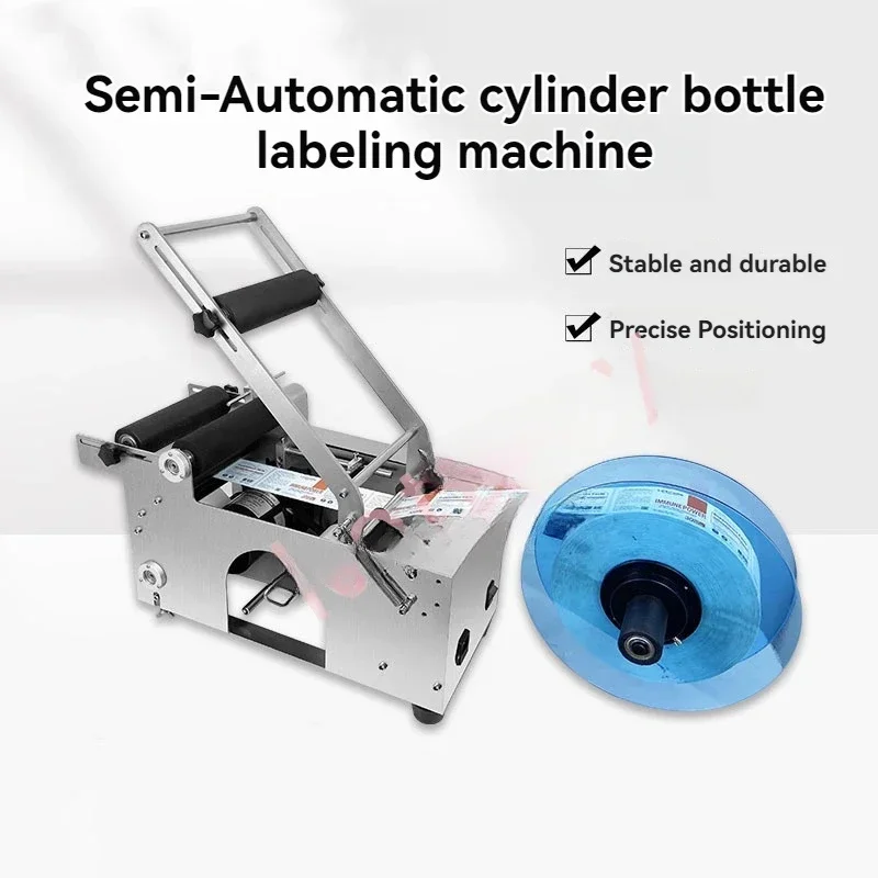 Label Applicator Manual Semi-Automatic Round Bottle Labeling Machine Adhesive Sticker Labeler 10-30pcs/min