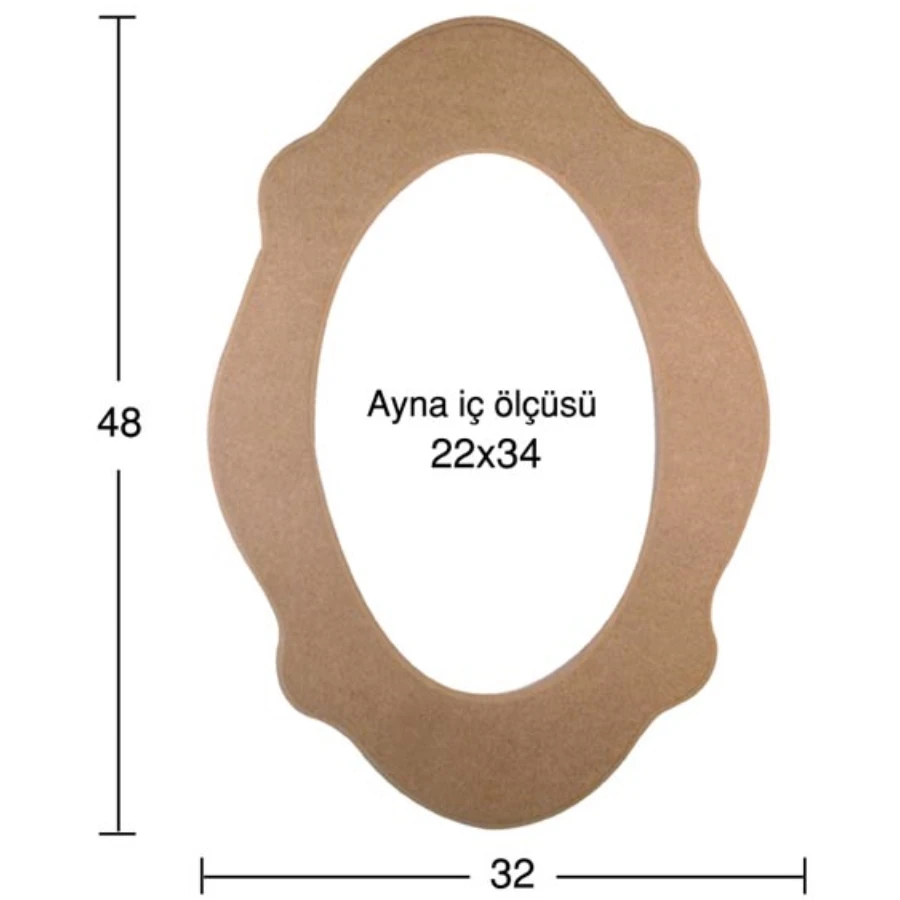 AY128 Oval-Eared Mirror Frame, Mdf Unpainted Frame