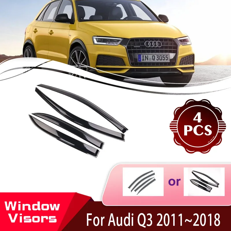 Car Window Visors For Audi Q3 8U 2011~2018 Car Awnings Wind Sun Rain Visor Deflector Weathershields Shelter Auto Accessories Set