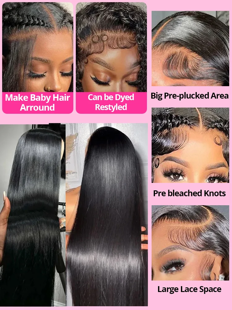 40 بوصة 220 الكثافة HD الدانتيل أمامي 13x6 خصلات الشعر المستعار الإنسان 13x4 مستقيم الدانتيل شعر مستعار أمامي شعر الطفل الطبيعي شعر مستعار مسبق القطع للنساء