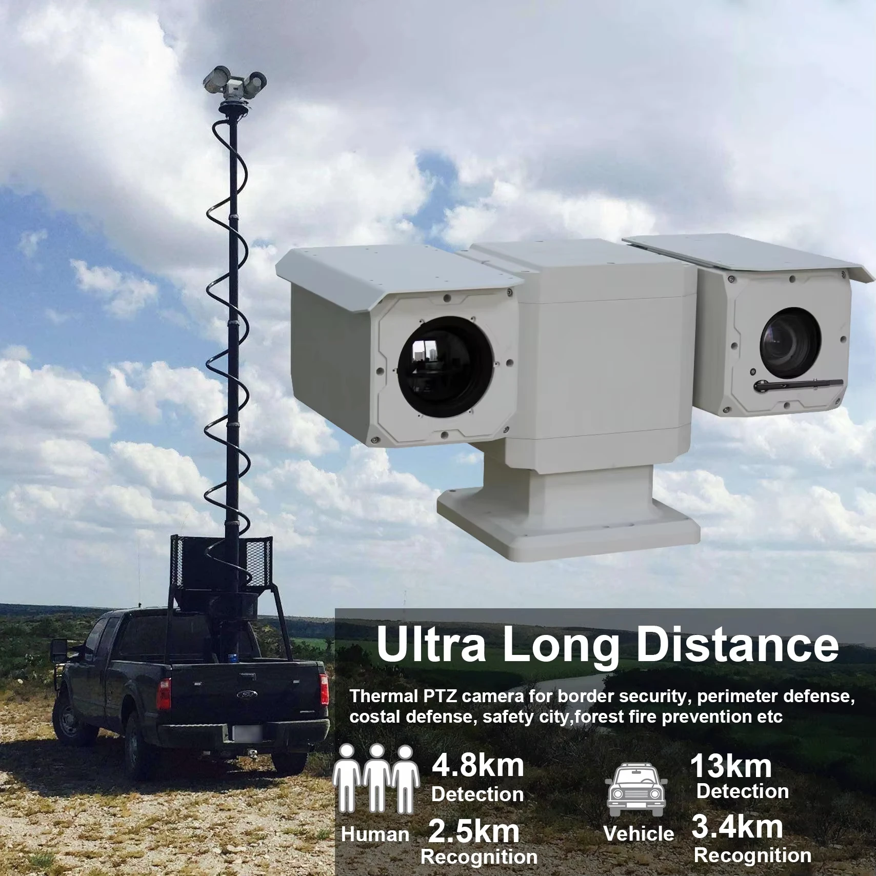 10Km Detection Thermal Night Vision 72x Optical Zoom PTZ Camera Defense Radar Connecting Thermal Camera