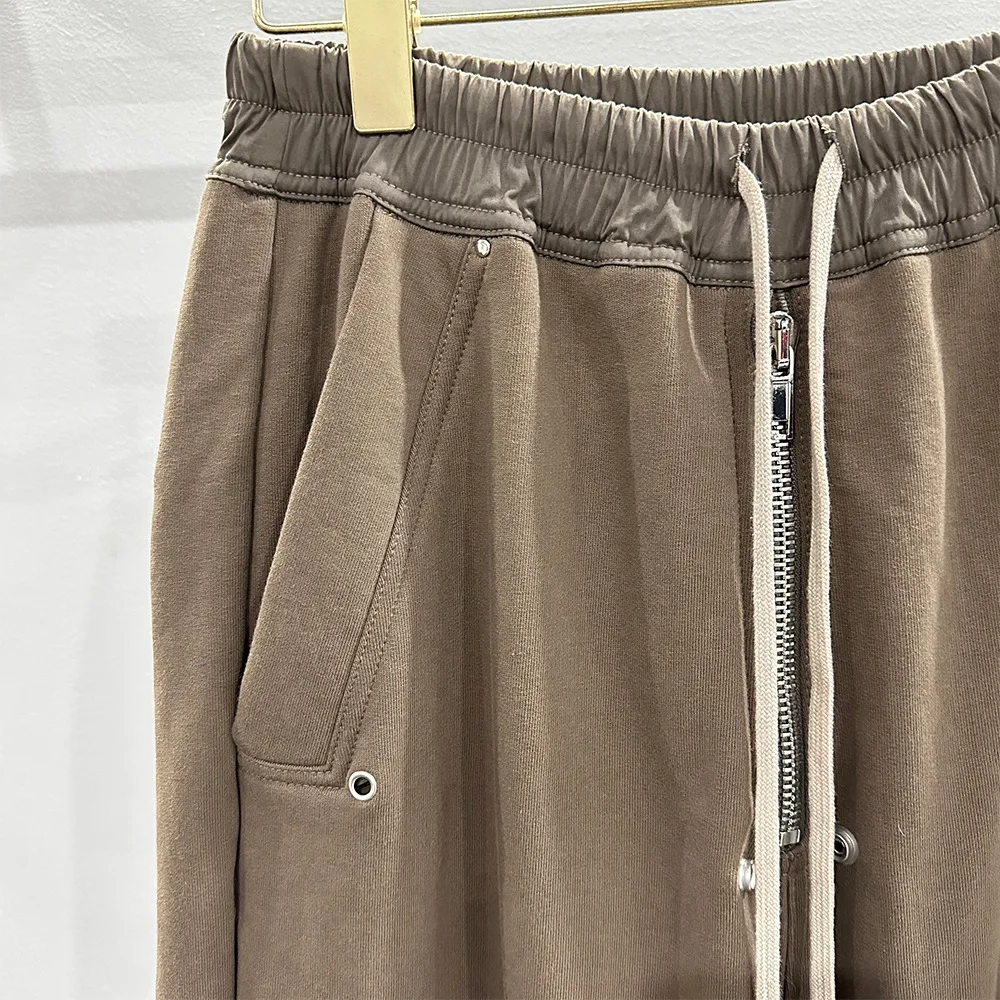 2025 High Street Women's Pink Western-style Drawstring Elastic Waist Splicing Thin and Loose Banana Wide Leg Casual Pants