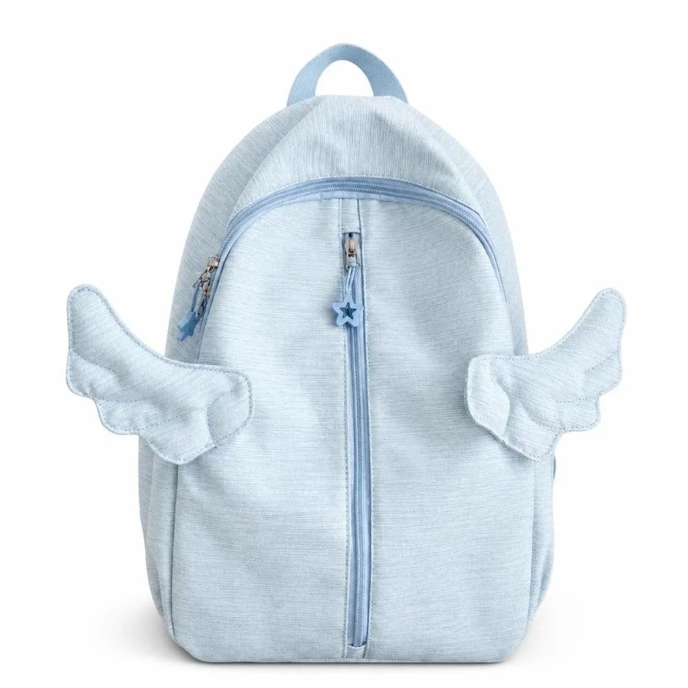 Nylon Angel Wing Backpack Large Capacity Waterproof Fabric Shoulder Bag Lightweight Pure Color School Bag for Adults Student
