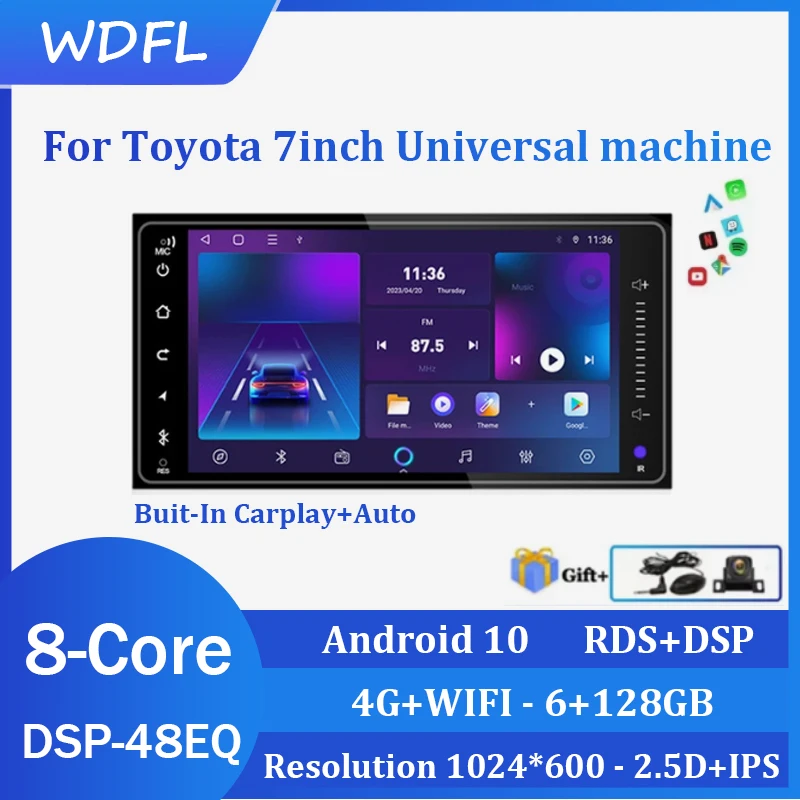 

For Toyota 7inch Universal machine 2din android 8Cores DSP Car multimídia carplay android auto Radio GPS Stereo Bluetooth