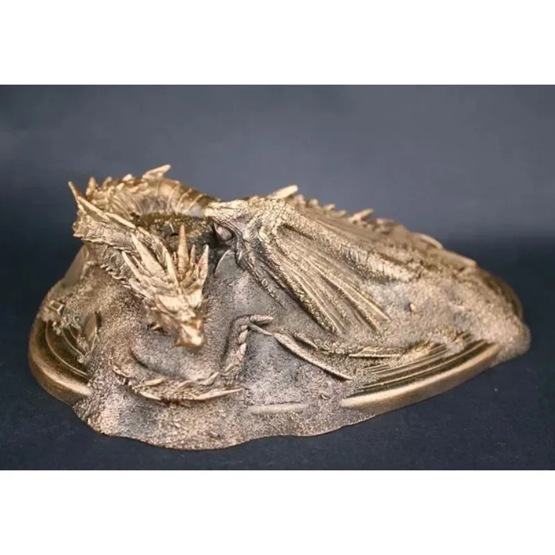 20cm Lord Lonely Mountain Smaug Dragon Golden Dragon Figure Resin Statue Collectible Model Home Desktop Decor Ornament Toy Gift