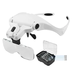 Magnifying Glasses Reading Illuminated Magnifier 1.0X 1.5X 2.0X 2.5X 3.5X 2 Lights Adjustable Head Illuminated Loupe Magnifier