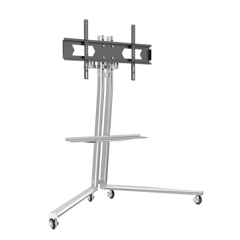 Floor-Standing TV Stand,Designer Stainless Steel Rolling TV Trolley On Wheels For 32-65