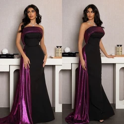 Fashion   Sexy Casual  Strapless Mermaid Quinceanera  Draped Floor Length Skirts Satin Evening فساتين السهرة