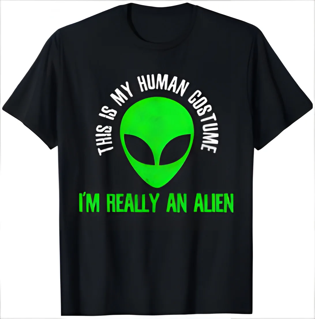 

This Is My Human Costume I'm Really An Alien Funny Halloween T-Shirt