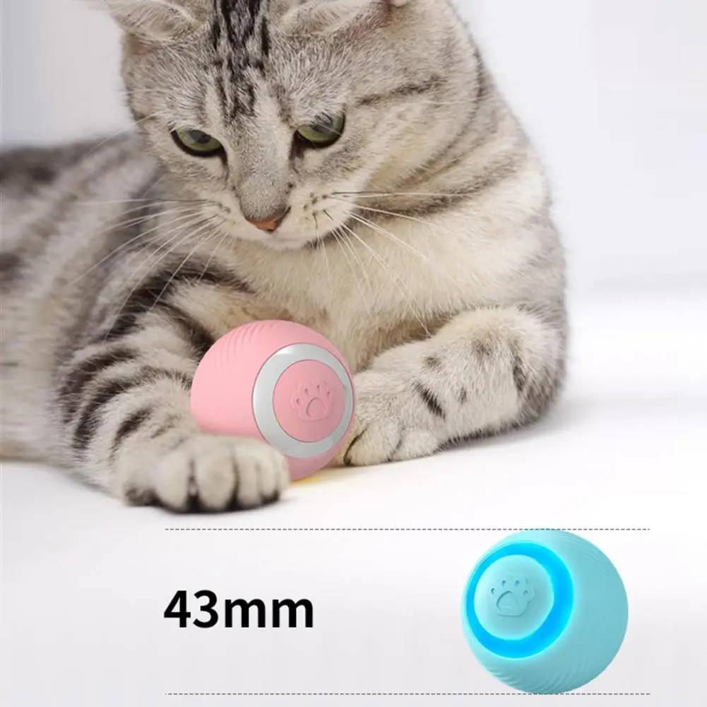 Teasing Cat Toy Usb Rechargeable Cat Toy Ball with Led Light Self-moving Rotatable Rolling for Indoor Cats Fun Gift for Kitten