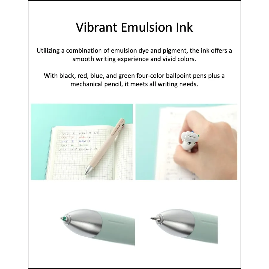 قلم ZEBRA Blen4+S أخضر نعناعي 0.7 مم متعدد الوظائف للاستخدام المكتبي والمدرسة مع 0.7 مم أسود/أزرق/أحمر/أخضر ميكانيكي 0.5 مم #5