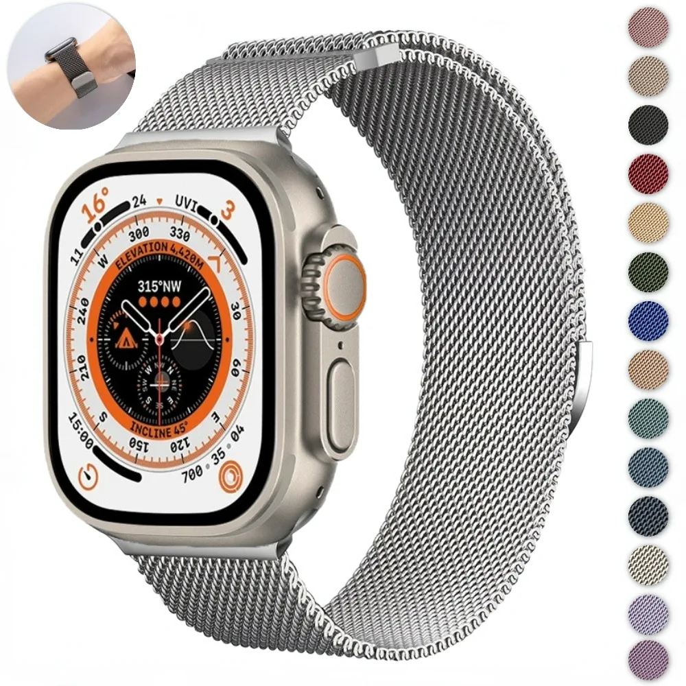 Metal Magnetic Strap for Apple Watch Band 49mm 45mm 44mm 46mm 42mm 41 40 38 mm Milanese Band iWatch 10 Ultra 2 9 8 7 6 4 SE Band