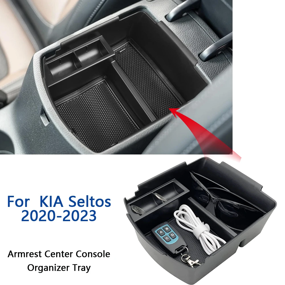 Armrest Center Console Organizer Tray For Kia Seltos 2020 2021 2022 2023 Secondary Storage Box Divider Car Interior Accessories