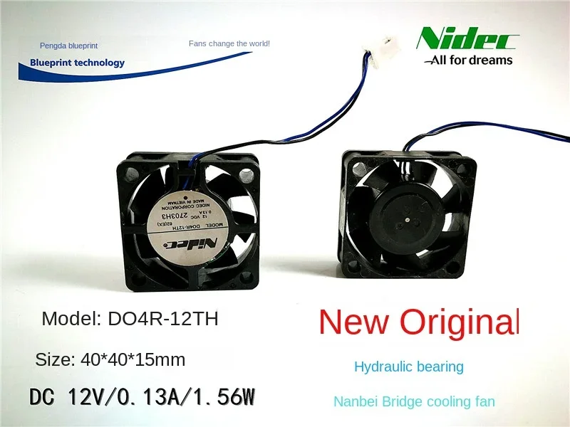 

40*40*15mm Nidec Do4r-12Th 4015 4cm Inverter Bridge Chips 12v0.13a Max Airflow Rate Cooling Fan