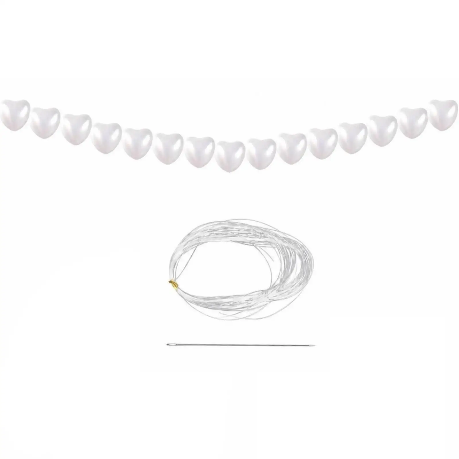 Heart Ornaments with Hanging Loop | Elegant Pearl Finish, Heart Ornament with Fishing Line, Easy DIY Design, for Weddings