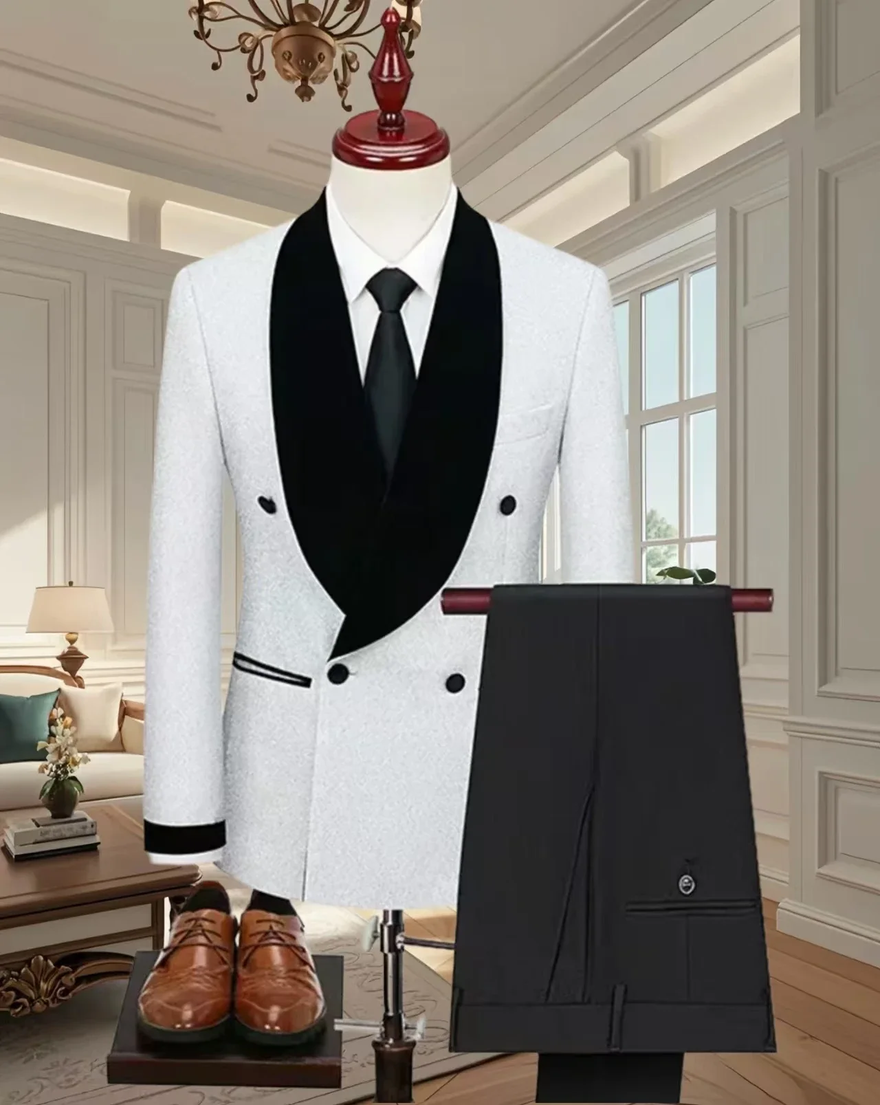 

Мужской блестящий пиджак из двух предметов с черными брюками, мужской модный смокинг для банкета, вечеринки, выпускного вечера, деловой повседневный деловой костюм для официальных мероприятий