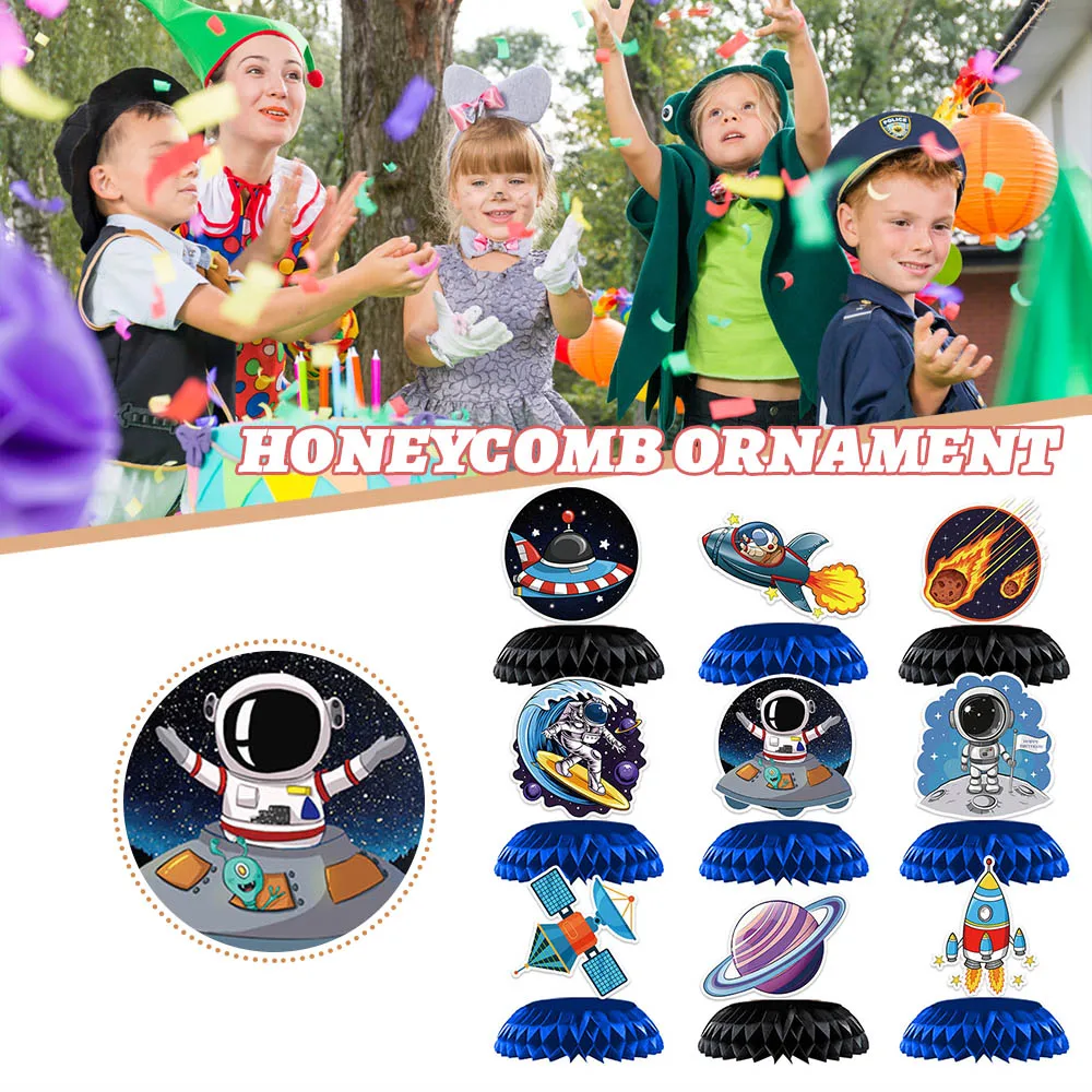 9 Pcs Centerpieces Table Decoration Space Honeycomb Toppers For Themed Parties