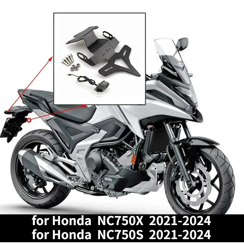 

Motorcycle license plate holder with short tail license plate LED light plate for Honda NC 750 X S NC750X NC750S 2021-2024
