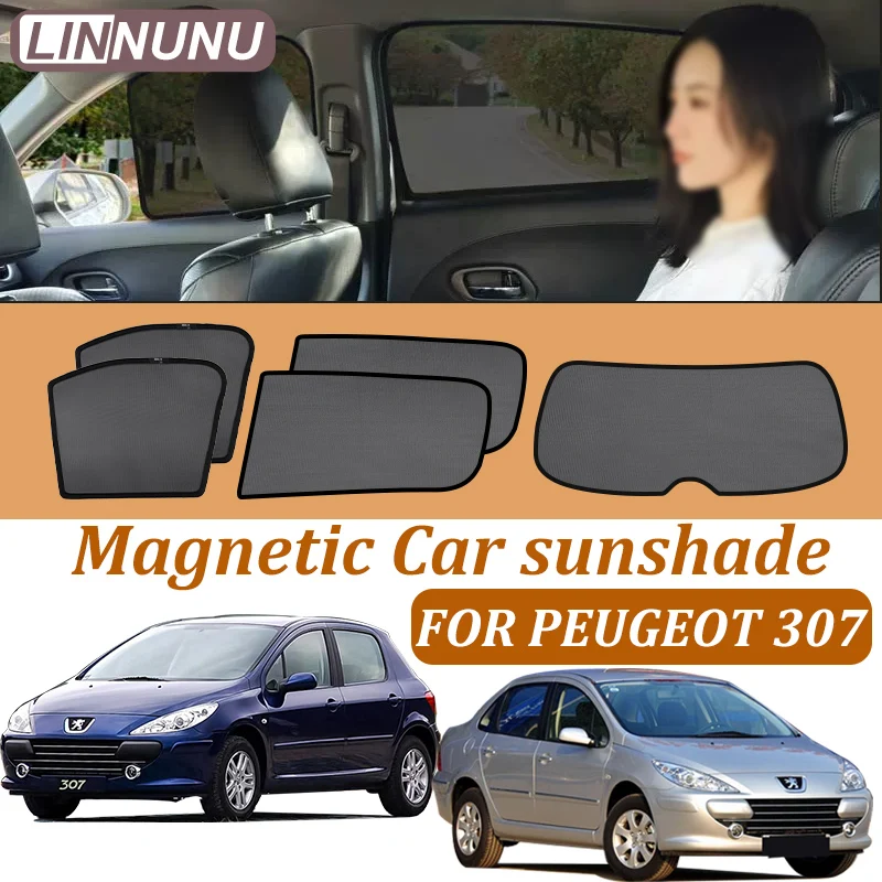 

LINNUNU For Peugeot 307 Sedan Hatchback Magenetic Car Sunshade Windshield Curtain Side Window SunShade UV Protection accessories