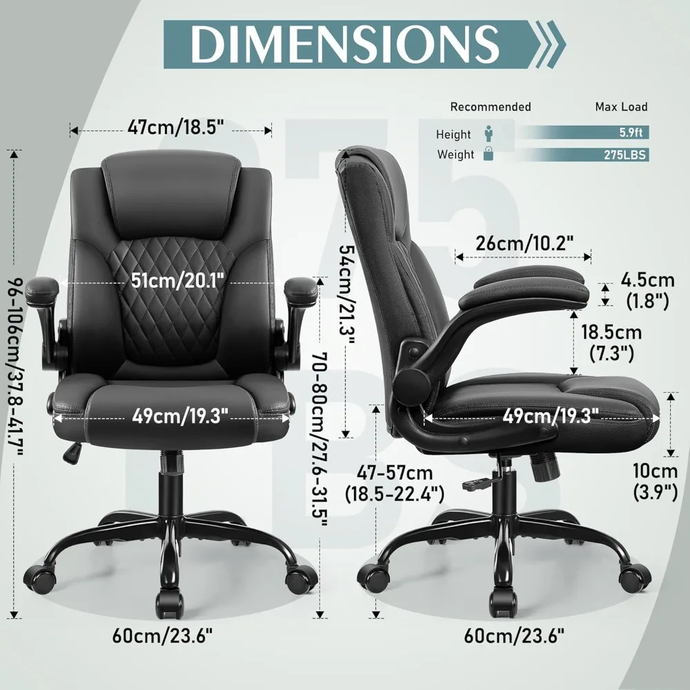 

Leather Office Chair, PU Home Computer Desk Chairs with Ergonomic Back Support, 360°Swivel Free，Small Gmaing Chair with