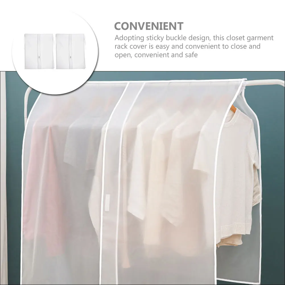 

2Pcs Anti-Dust Garment Rack Cover Heavy Duty Peva Clothes Protector Sealed Wardrobe Hanging Storage Bag for Floor Rack