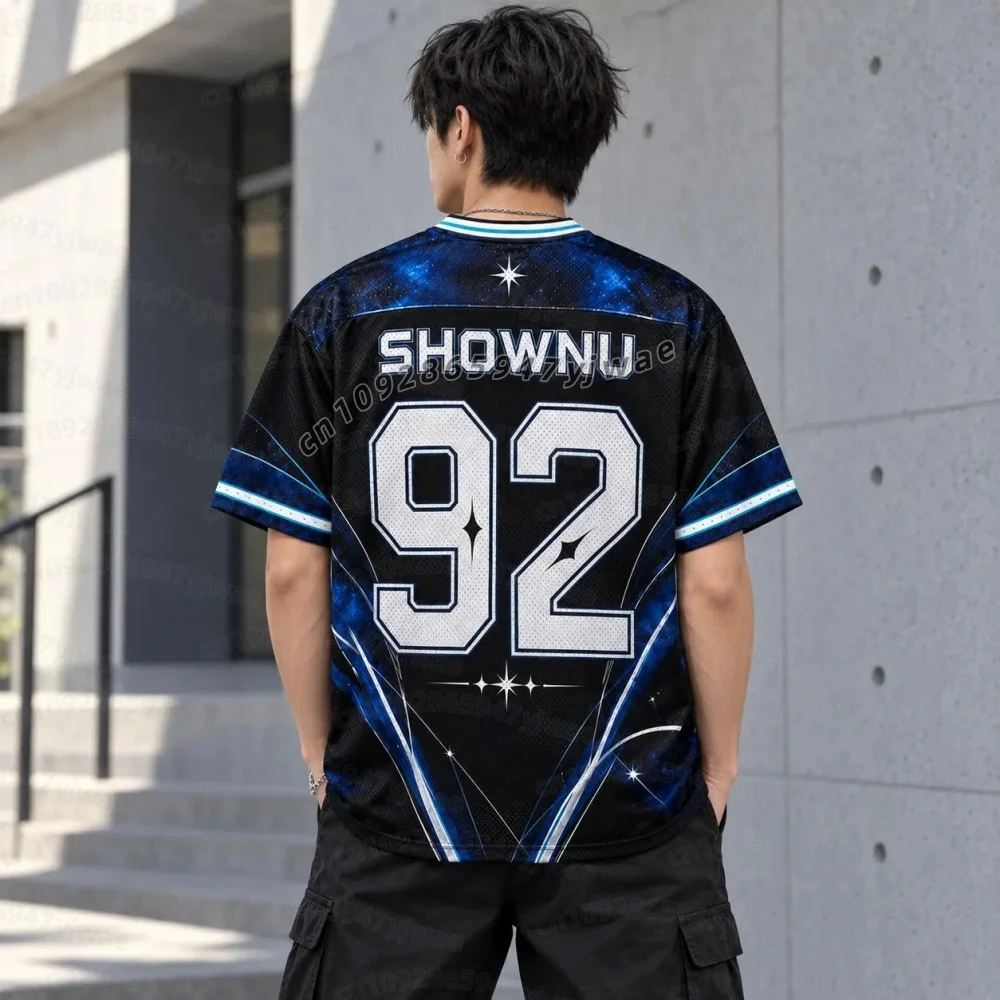 Sommerliches Damen-T-Shirt für Erwachsene, Motiv: Galactic Monsta X World Tour, The X Nexus, gemischtes Mesh-Material, Hyungwon-Fans-T-Shirt, für Damen, Herren und Kinder. – Detail 6