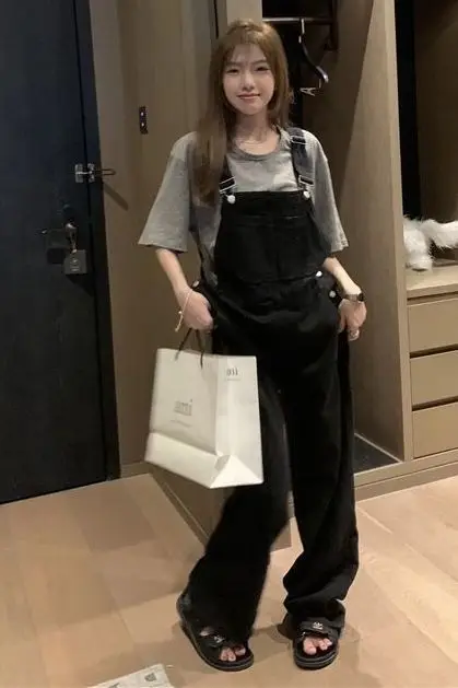 

Корейские свободные женские джинсовые комбинезоны: модная уличная одежда, универсальные длинные брюки, трендовые для женщин, весна 2026