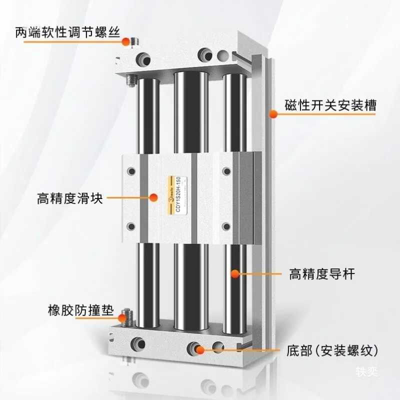 Rodless cylinder magnetic couple type applicable high-speed slider long stroke output stability CY1S pneumatic components